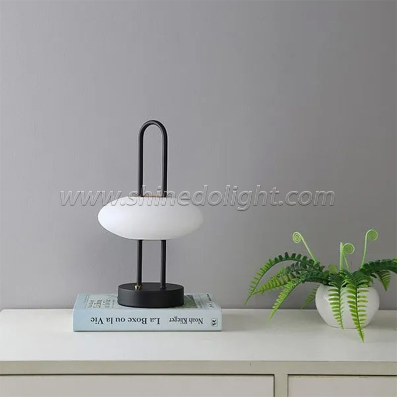 Black Led Table Lamp Metal Frame Portable Led Desktop Night Light Office Hotel Moon Decorated Light Table Lamp Base Metal