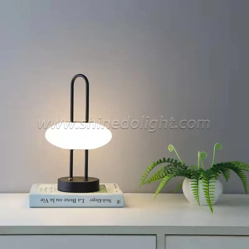 Black Led Table Lamp Metal Frame Portable Led Desktop Night Light Office Hotel Moon Decorated Light Table Lamp Base Metal