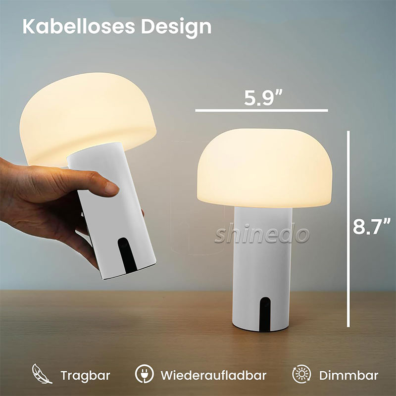 Creative Mushroom Metal Bedside Lamp Atmosphere Decorative Room Lights Night Portable Led Cordless Table Lamp With Touch Sensor