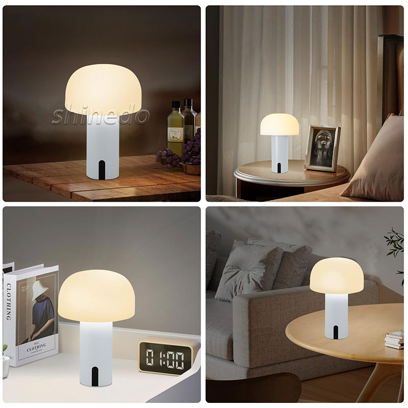 Creative Mushroom Metal Bedside Lamp Atmosphere Decorative Room Lights Night Portable Led Cordless Table Lamp With Touch Sensor