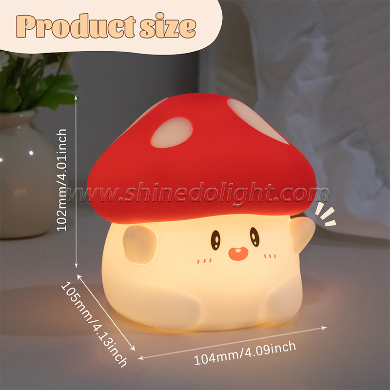 Home bedroom baby kid cartoon night light led Patting Mushroom Shape Decoration light Mini Silicone Night Lamp Light SD-SR499