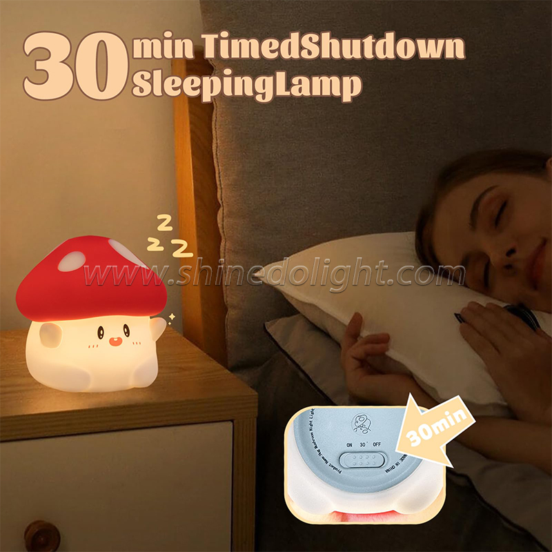 Home bedroom baby kid cartoon night light led Patting Mushroom Shape Decoration light Mini Silicone Night Lamp Light SD-SR499