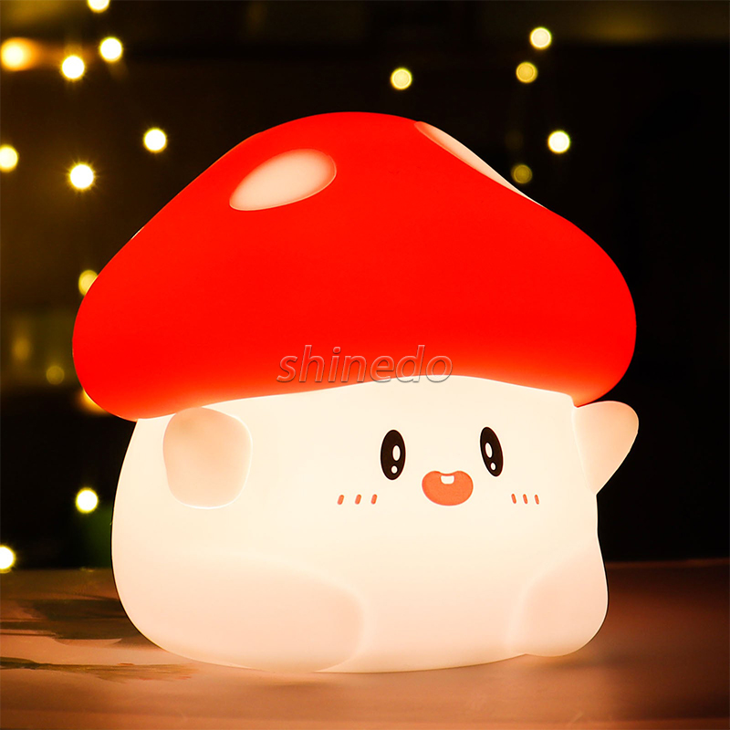 Home bedroom baby kid cartoon night light led Patting Mushroom Shape Decoration light Mini Silicone Night Lamp Light SD-SR499