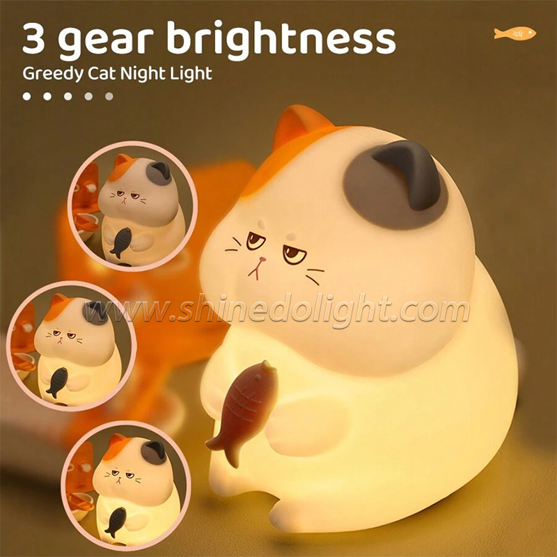 Cartoon Cat Light Led Manufactur Cute Silicone Night Lamp Kids Baby Sleeping Colorful Pat Touch Night Light For Bedroom SD-SR1009