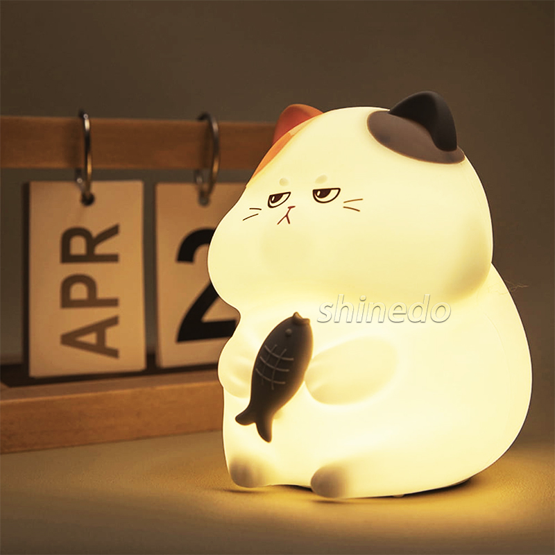 Cartoon Cat Light Led Manufactur Cute Silicone Night Lamp Kids Baby Sleeping Colorful Pat Touch Night Light For Bedroom SD-SR1009