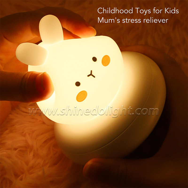 Custom Silicone Night Light Children Eye Protection Warm Light Led Night Lamp Rechargeable Bedroom Bedside Rabbit Night Light SD-SR1013