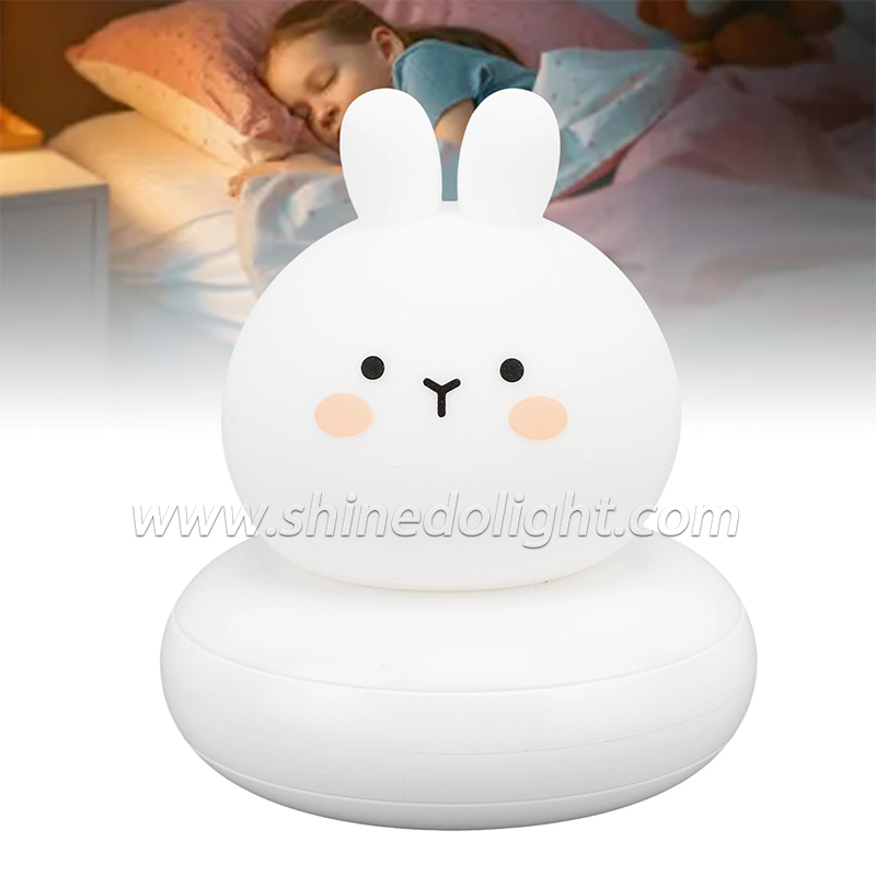 Custom Silicone Night Light Children Eye Protection Warm Light Led Night Lamp Rechargeable Bedroom Bedside Rabbit Night Light SD-SR1013