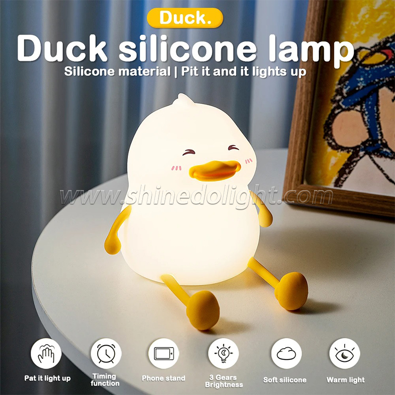 Silicone Animal Duck Led Night Light Squeezed Toy Nightlight Touch Switch Bedside Table Lamp Baby Room Sleep Led Night Light SD-SR1014