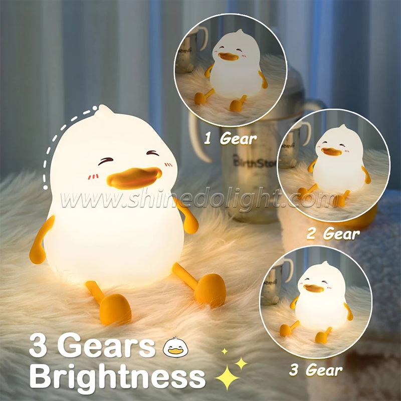 Silicone Animal Duck Led Night Light Squeezed Toy Nightlight Touch Switch Bedside Table Lamp Baby Room Sleep Led Night Light SD-SR1014