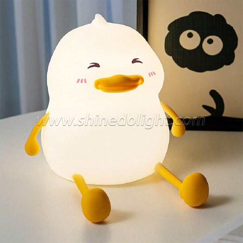 Silicone Animal Duck Led Night Light Squeezed Toy Nightlight Touch Switch Bedside Table Lamp Baby Room Sleep Led Night Light SD-SR1014