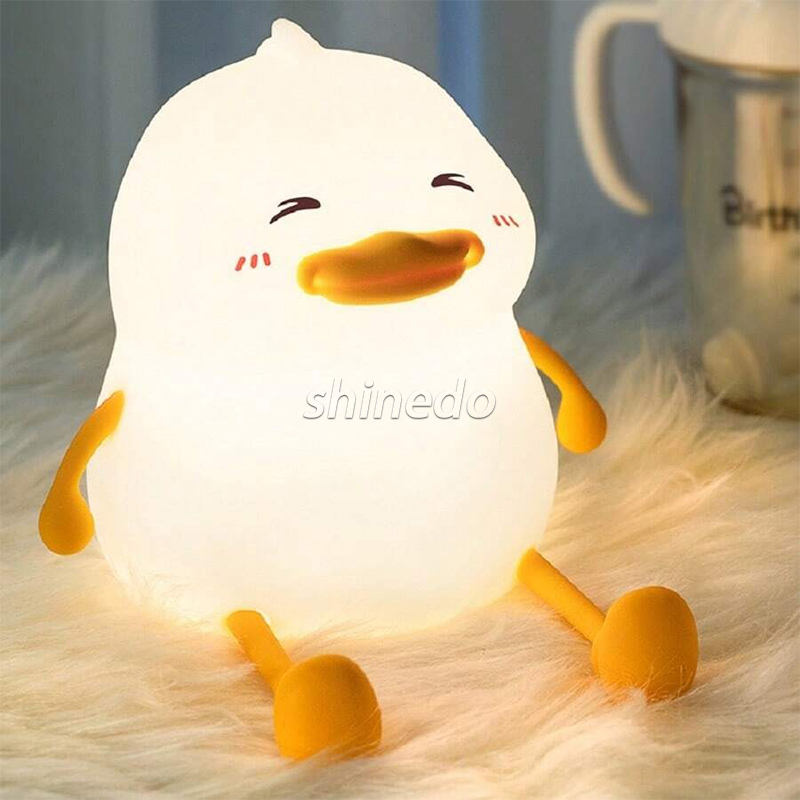 Silicone Animal Duck Led Night Light Squeezed Toy Nightlight Touch Switch Bedside Table Lamp Baby Room Sleep Led Night Light SD-SR1014