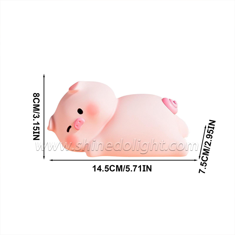 Touch Sensor Led Pat Night Light Rechargeable Cartoon Pig Silicone Animal Light Baby Toy Kids Lamp Night Light Bedroom SD-SR1017