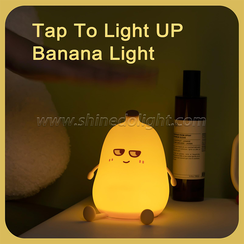 Fruit Design Banana Shape Soft Silicone Night Light Led Manufactur Atmosphere Light Touch Lamps Bedside Custom Night Light Decor SD-SR1018