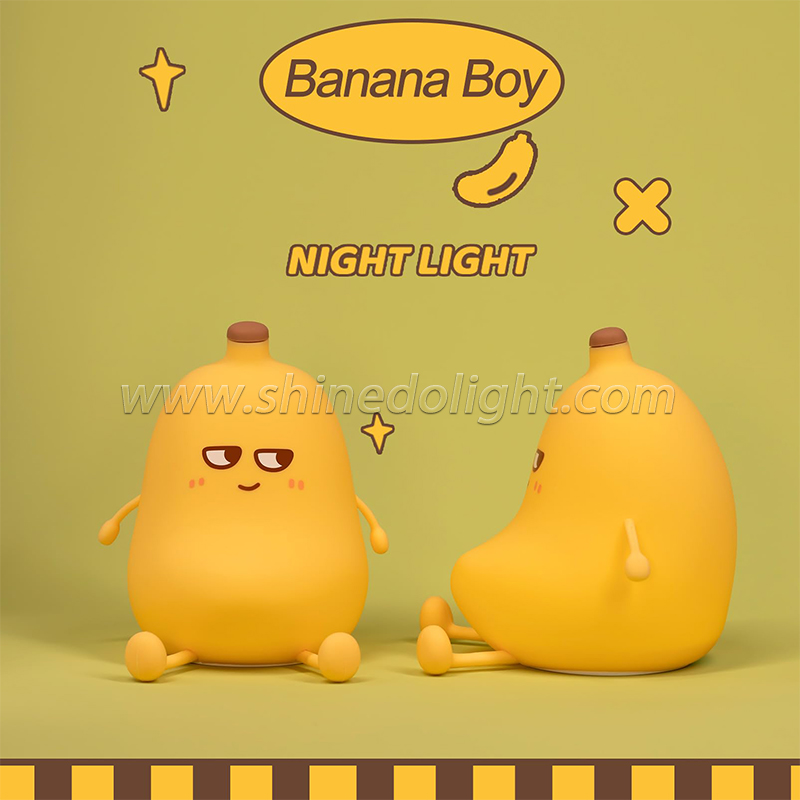 Fruit Design Banana Shape Soft Silicone Night Light Led Manufactur Atmosphere Light Touch Lamps Bedside Custom Night Light Decor SD-SR1018