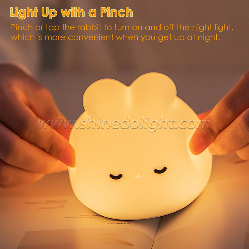 Mini Night Light Atmosphere Rabbit Silicone Led Light Bedroom Bedside Lamps Creative Birthday Decoration Baby Touch Night Light SD-SR1019