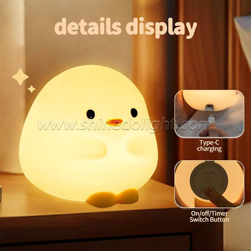 Sleeping Duck Design Lamp Table Soft Silicone Pat Light Children Bedroom Nightlight Christmas Gift Led Smart 5v Baby Night Light SD-SR1024