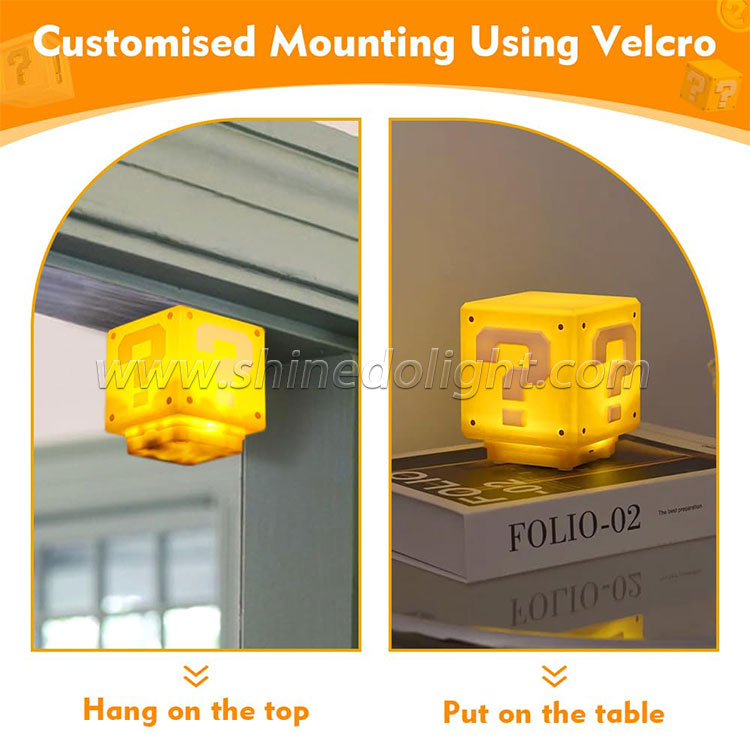 Mario Press Touch Control Desk Table Lamp Sound Anime Mario Night Light Usb Recharge Question Mark Square Led Night Light Box SD-SR1039