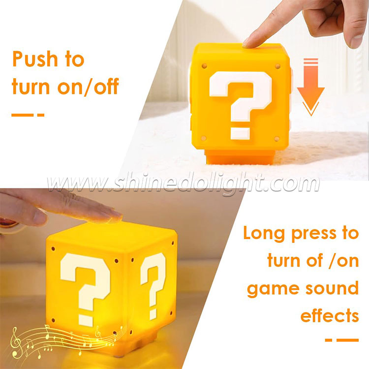 Mario Press Touch Control Desk Table Lamp Sound Anime Mario Night Light Usb Recharge Question Mark Square Led Night Light Box SD-SR1039