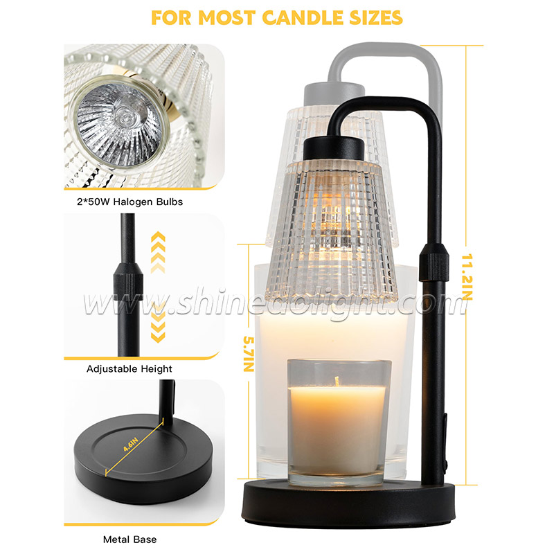 Wholesale Glass Melt Scented Wax Heating Lamp Timing Dimmable Table Light Adjustable Height Dimming Electric Candle Warmer Lamp SD-SL1546