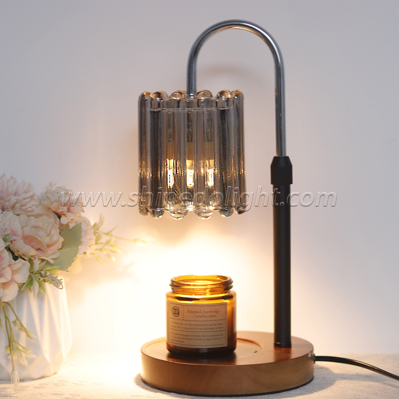 Wooden base Wax Candle Melting Warmer Light glass Aromatherapy Burner fragrance candle warmer lamp Heater for bedroom SD-SL1728