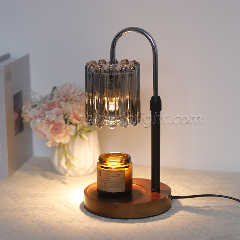 Wooden base Wax Candle Melting Warmer Light glass Aromatherapy Burner fragrance candle warmer lamp Heater for bedroom SD-SL1728