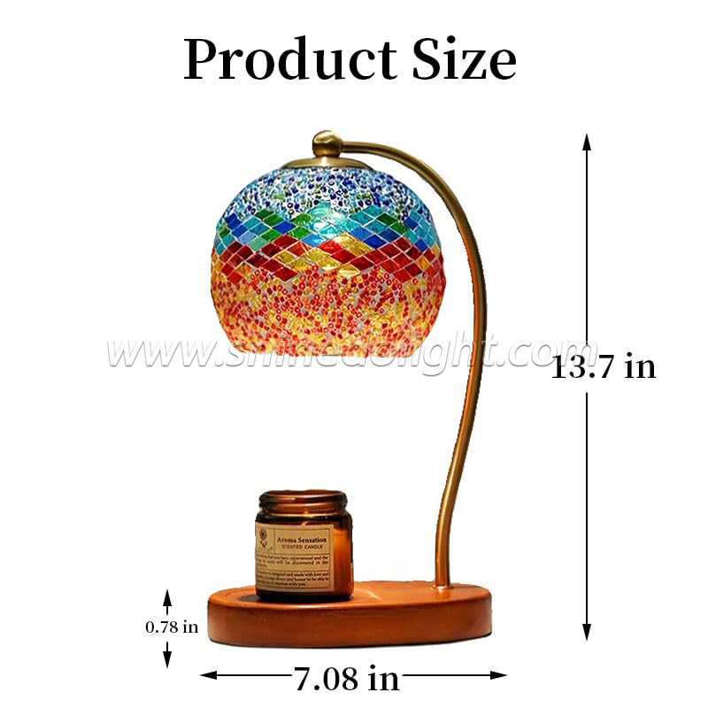 Wooden Base Elegant Shape Wax Warmer Lamp Multicolor Glass Table Lamps Home Decor Bedroom Room Aromatherapy Candle Warmer Lamp SD-SL1746