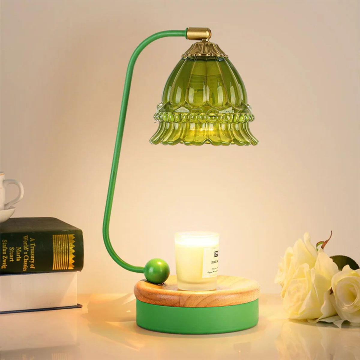 Bedroom Flower Shape Dimmable Home Decor Aromatherapy Wax Candle Melt Burner Lamp Custom Electric Candle Warmer Lamp SD-SL1770