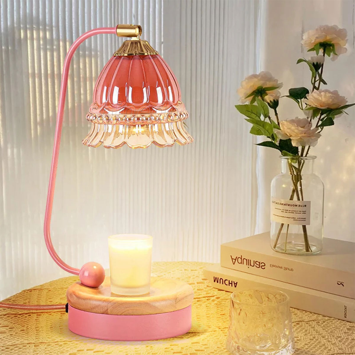 Bedroom Flower Shape Dimmable Home Decor Aromatherapy Wax Candle Melt Burner Lamp Custom Electric Candle Warmer Lamp SD-SL1770