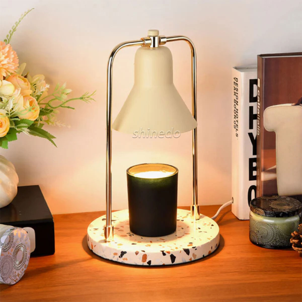 Marble Melting Candle Lamp Perfumed Gift Table Lamp Smokeless Temperature Control Aromatherapy Melting Wax Candle Warmer Lamp SD-SL1781